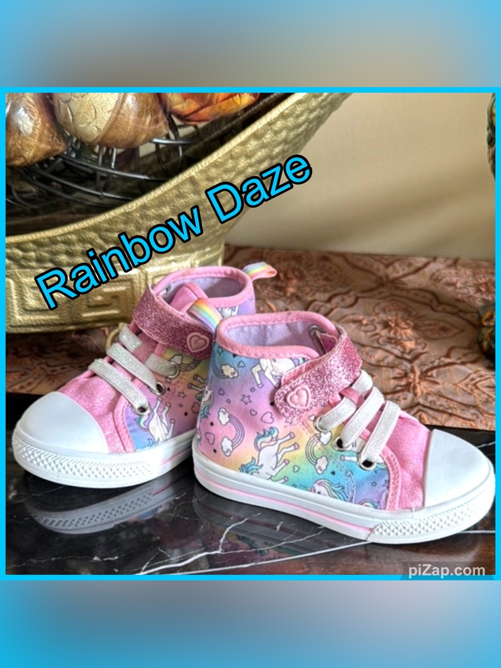 💗 Unicorn High-Top Sneakers - Pink Rainbow Daze - Toddler Girls - Sz 6